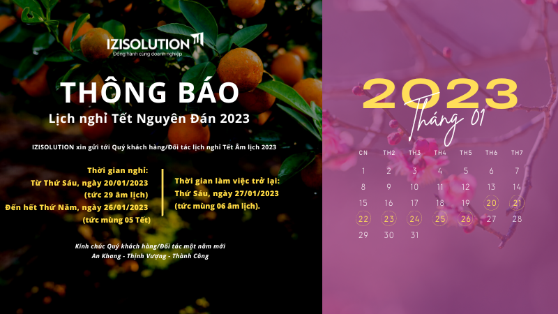 THÔNG BÁO LỊCH NGHỈ TẾT NGUYÊN ĐÁN QUÝ MÃO 2023