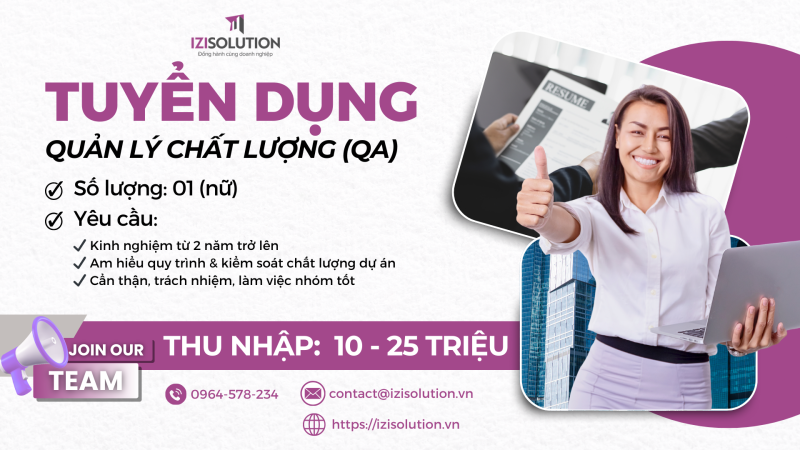 TUYỂN DỤNG QUẢN LÝ CHẤT LƯỢNG (QA)
