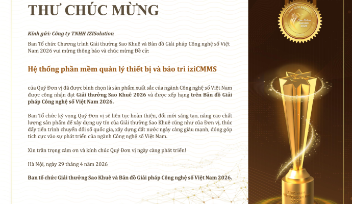 Khẳng định năng lực đổi mới số: iziCMMS đạt giải Sao Khuê 2026
