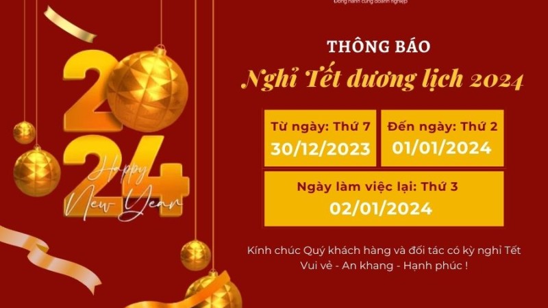 THÔNG BÁO LỊCH NGHỈ TẾT DƯƠNG LỊCH 2024