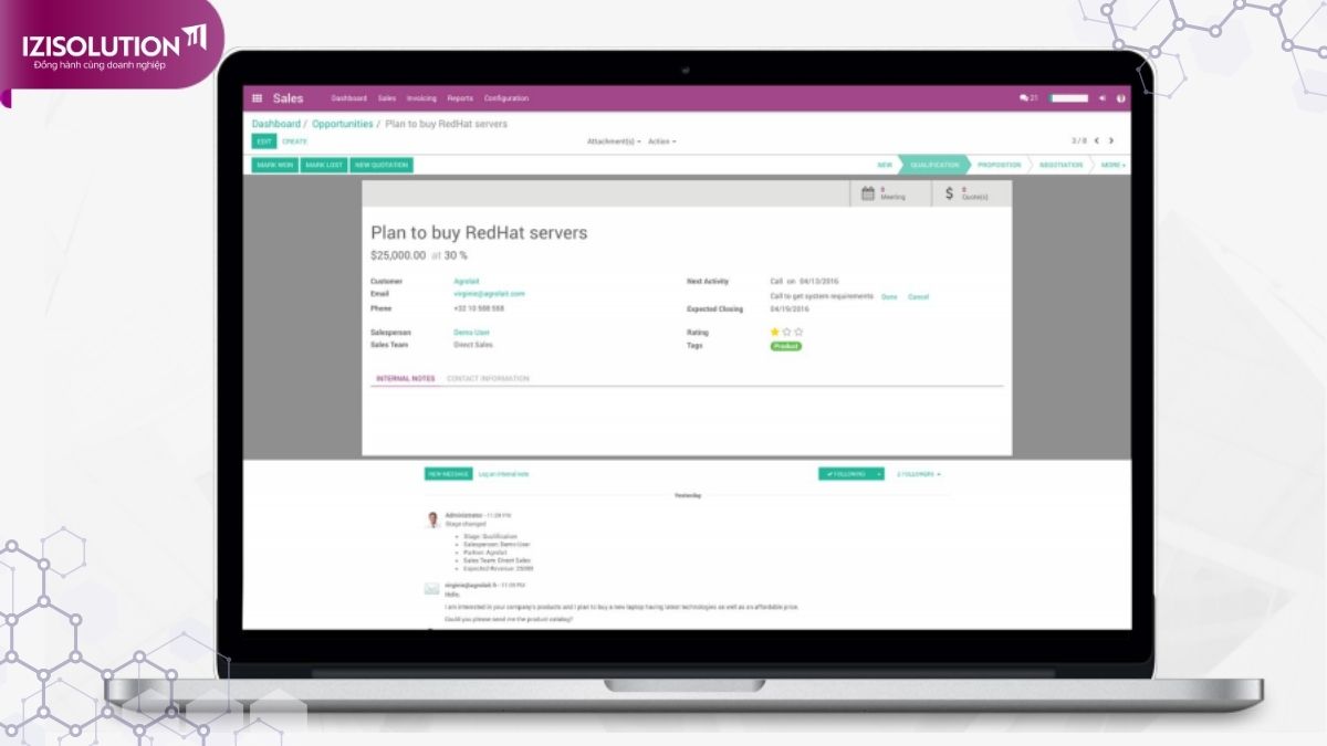 Giao diện người dùng form view của Odoo